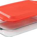 Qyrex Basics 3 QT Glass Baking Dish With Plastic Lid, Casserole Dish, Glass Food Container, Oven, Freezer And Microwave Safe, Clear Container