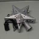 Winpull Christmas Tree Topper Lighted with 6 Pattern Projection Modes, Christmas Star Tree Topper Built-in LED Rotating Lights, Silver 3D Glitter Dynamic Projector for Christmas Decorations