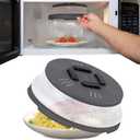 HOVER COVER Magnetic Microwave Splatter Cover, Collapsible Microwave Cover for Food - Vented & Magnetic Microwave Plate Cover, 10-inch, BPA-Free - Graphite