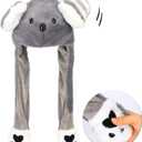 Animal Hat with Ears Moving Jumping Pop Up Beating Hat Plush Holiday Cosplay Dress Up Funny Gift for Kids