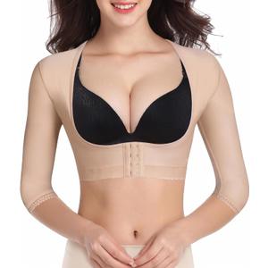 BRABIC Upper Arm Shaper Post Surgical Slimmer Compression Sleeves Posture Corrector Tops Shapewear for Women (Beige) S