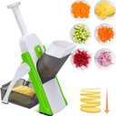 Masthome 5 in 1 Vegetable Chopper, Safe Mandoline Slicer,Professional Vegetable Slicer, Julienne&Dicer for Vegetables,Potato Slicer,Thickness Adjustable 0.1-8 mm Artifact Fast Meal Prep(Green)