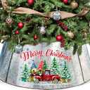 Christmas Tree Collar 29 Inch Diameter Base, Metal Tree Collar for Pencil Tree, Christmas Gnomes Decor (Silver)