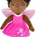 Black Baby Doll,Blacks Dolls African American Stuffed Toy,12 Rag Dolls for Girls Soft Gifts,Brown Doll Fairy Baby Toy Plush Toys for Christmas Birthday Party(Small-Black Butterfly)