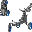 Caddytek CaddyLite One Swivel V8 Golf Push Cart - 3 Wheel Lightweight Folding Trolley with 360° Swivel Front Wheel, Cooler Basket, Umbrella and Drink Holder, Adjustable Handle