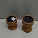 NIKKY HOME Farmhouse Wooden Candle Holders Set of 2, Rusitc Solid Wood Pillar Candlesticks Pedestal, Fireplace Mantle Table Centerpiece Decor, Brown (4.9",4.1")