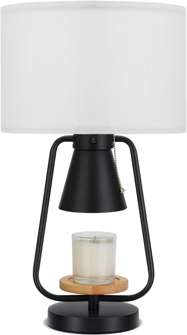 21in Table Lamp with Candle Warmer 2 Bulbs, 2 Independent Switches, Large Table Lamp for Nightstand Bedroom Living Room Bed Side, E26 & GU10 Bulbs Included