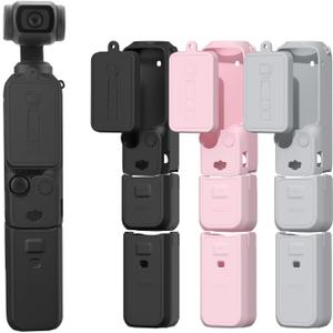 BRDRC Pocket 3 Silicone Cover, Protective Case Lens Protector Scratch-Resistant Sleeve Skin Compatible with DJI OSMO Pocket 3 Creator Combo Accessories(Black)