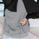 INFITTY Women's Casual Color Block Long Sleeve Zip Up Hooded Sweatshirt Lightweight Hoodies Jacket with Pocket (Gray, S)