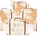VGOODALL 120PCS Mini Suitcase Party Favor Box,Suitcase Favor Boxes, Vintage Kraft Paper with Tags for Wedding/Travel Themed Party/Bridal Shower Decoration