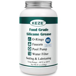 KEZE Pool Lube for O Ring Food Grade Waterproof Silicone Faucet Grease for Pool Filter Plumbing Plastic Parts Gasket Valve Rubber Seals Paste with Brush Top Can 8 OZ (1 Pack (8oz))