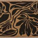 Boho Floral Door Mat, Black Boho Floral Doormat, Flower Welcome Front Door Mat Outside Indoor Outdoor Entrance, Botanical Artificial Coir Doormats Rugs for Patio Entry Home Decor, 30x17in