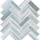 Tilingview 10PCS Peel and Stick Backsplash for Kitchen, Plastic Self-Adhesive Vinyl Gel Tile, Wall Tile for Home Decoration (Blue Gray Herringbone) (12"x10"x0.04")
