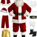 Santa Claus Costume for Men Santa Suit Adults 11pcs Mens Deluxe Professional Christmas Clause Outfit Xmas Cosplay