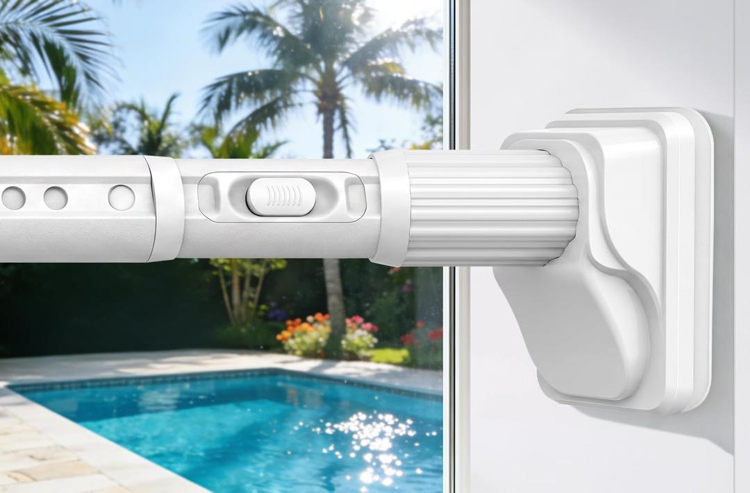 YNL Tension Curtain Rod No Drilling, 41-122 Inch Long Heavy Duty Shower Curtain Rod, One-Click Adjustable Tension Rods for Bathroom/Patio/Window, Outdoor Rods, Renter Friendly, Non-Slip, White