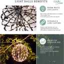 Elf Logic 16” Outdoor/Indoor LED Christmas Light Ball with Automatic Timer. Durable, Waterproof, Long-Lasting, Lightweight Bright Light Ball. Warm LED Lights for Holiday Decor, Patio, Wedding Decor