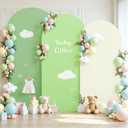 Green Arch Backdrop Cover 3 Set-8FT, 7.2FT, 6.6FT, Spandex Fitted Wedding Arch Stand Covers for Baby Shower Birthday Party Wedding Ceremony Photo Balloon Arch Stand Background Decorations