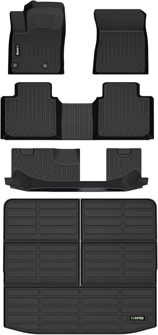 Floor Mats & Cargo Liner for Mitsubishi Outlander 2022-2024 2025 (Not Fit PHEV or Sport Models) Custom Fit Full Set, All Weather Car Accessories (Rear Trunk Mat +Floor Mats)