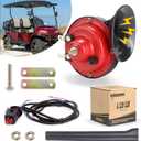 10L0L Golf Cart 12 Volt Horn Kit, Horn Switch and Wire Harness Assembly Universal Fit Club Car, EZGO and Yamaha and ATV, UTV, Boat (Upgrade Steering Mount Hand Press Switch)