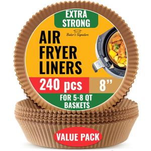 240 pcs Air Fryer Liners for Ninja, Round Disposable Airfryer Paper Liners  Non-Stick and Oil Proof for Easy Cleanup, Great for Oven, Pans & Baking  8 Inch for 5-8 qt Basket by Baker's Signature