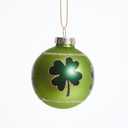 WDS WONDROUS 12-Piece St Patricks Day Ornaments Set, Mixed Size Shamrock Lucky Welcome Decor with Gold Glitter for Christmas Tree Home Party Spring Decor, Irish Glass Ball Hanging Decorations (Green & White & Gold)