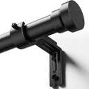 YaFex Curtain Rods 32-118 Inch, Heavy Duty 1 Inch Adjustable Curtain Rod for Windows, Black Long Window Treatment Rods, Modern Design, Easy Installation