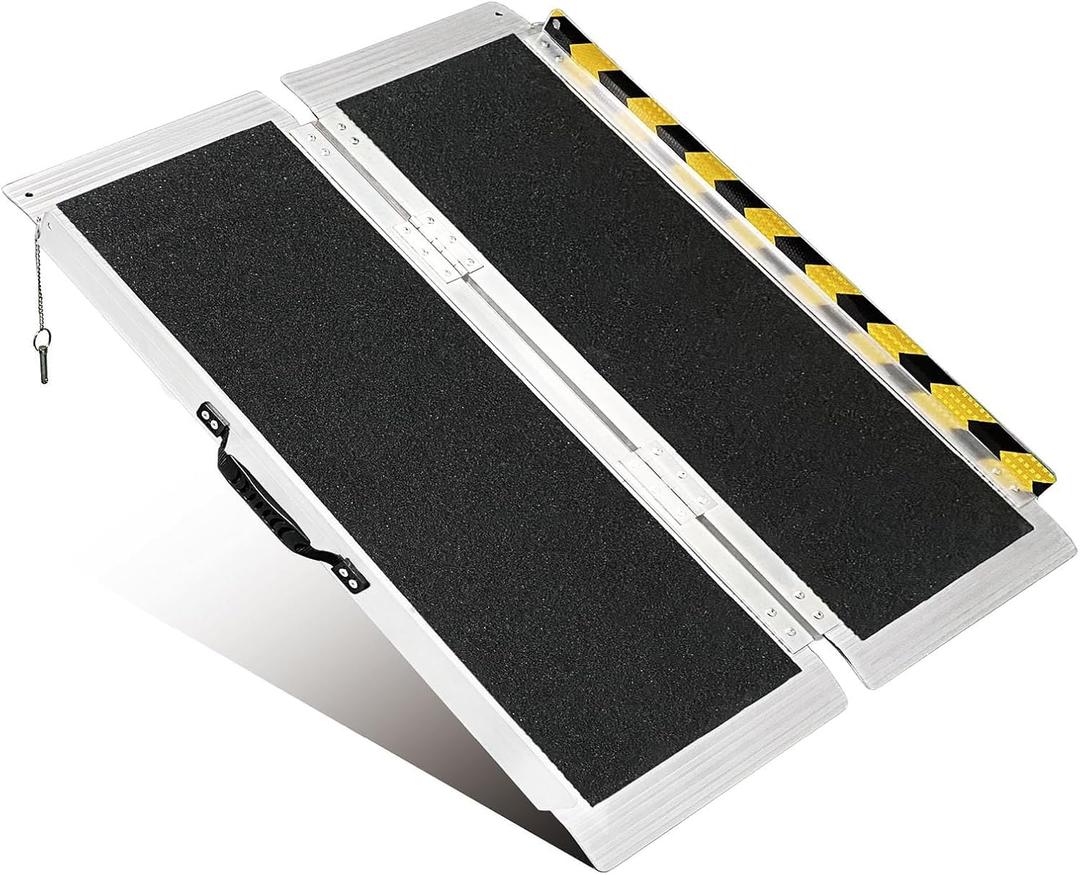  Portable Wheelchair Ramp, Non-Slip Aluminum Folding Handicap Ramp, 800 LBS Capacity Door Threshold Ramps for Home Steps, Scooter Ramp for Car, Doorways, Curbs, Stairs, Cart, Wheel Chair Steps 59x29
