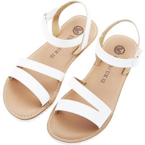 Girls Sandals Open Toe Strappy Summer Shoes Dress Sandals for Girls (White)