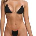 SHERRYLO Thong Bikini Clear Straps Cheeky Brazilian Micro Thongs Bikinis Swimsuit for Women Sexy No Tan Line Bathing Suit (Small, 20110-black)