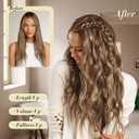 NOTICEME Clip in Hair Extensions for Women 22 Inch Long Wavy Synthetic Hair, 4PCS Thick Soft Natural Hairpieces Clip Ins (Light Brown)