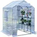 56x55x74 Inch Greenhouse for Outdoors,3 Tier 8 Shelves White, Large