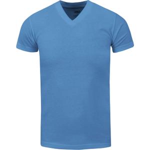 Men's Heavyweight Cotton T Shirt – Basic 6.2 Ounce Short Sleeve V Neck Plain Tee Top Tshirts Regular Big and Tall Size (Blue, S)