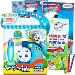 Thomas the Train Paint With Water Set for Kids Toddlers Bundle ~ Reusable Mess Free Imagine Ink Book with Water Surprise Brush, Mini Coloring Book, Stickers (Thomas and Friends Water Painting Kit)