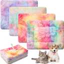 Haull 4 Pcs Waterproof Guinea Pig Bedding Guinea Pig Bed Plush Cage Liners Soft Rabbit Dog Cat Mat Reversible Cozy Winter Animal Pee Pad Hamster Bunny Mat Accessory(Tie Dyed,18 x 24 Inch)