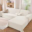 Sectional Couch Covers 2 Piece, Washable L Shaped Couch Cover Blanket for Dogs, Pet Couch Covers for Sectional Sofa, Sectional Sofa Slipcovers (Large: 78" x 102" + 78" x 110",Off White)