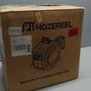 100 FT x 1/2" Retractable Garden Hose Reel by HOZEREEL, Decorative Outdoor Garden Hose Reels - Automatic Self Retract Wall Mount Hose Reel Enclosed Storage, Any Length Lock, 10 Pattern Nozzle-Grey