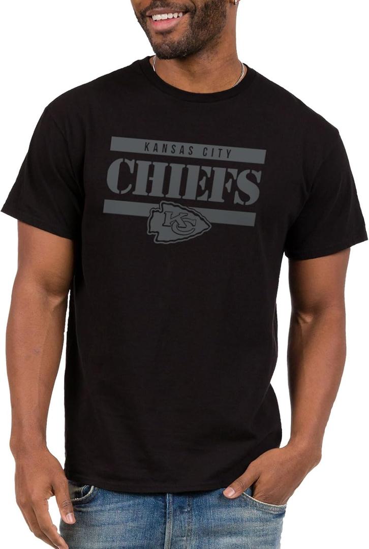 Junk Food Men's Standard x NFL-Team Stencil Block-Officially Licensed Adult Short Sleeve Fan T-Shirt Women, Black XL