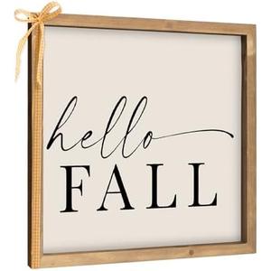 Hello Fall Sign, 11.8 Inch Wooden Wall Decor, Indoor Table Shelf Office Farmhouse Decorations For Home 