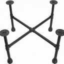 Industrial Round Coffee Table, Circle Wood Pottery Barn Coffee Table with Heavy Duty Metal Pipes Legs, Accent Cocktail Table Center Table with Open Shelf Storage for Living Room Home