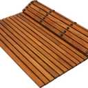 Nordic Teak 100% Solid Teak Wood String Mat - Indoor and Outdoor Use - Non-Slip Wooden Platform for Sauna, Pool, Hot Tub Flooring Decor and Protector, 30" x 30"
