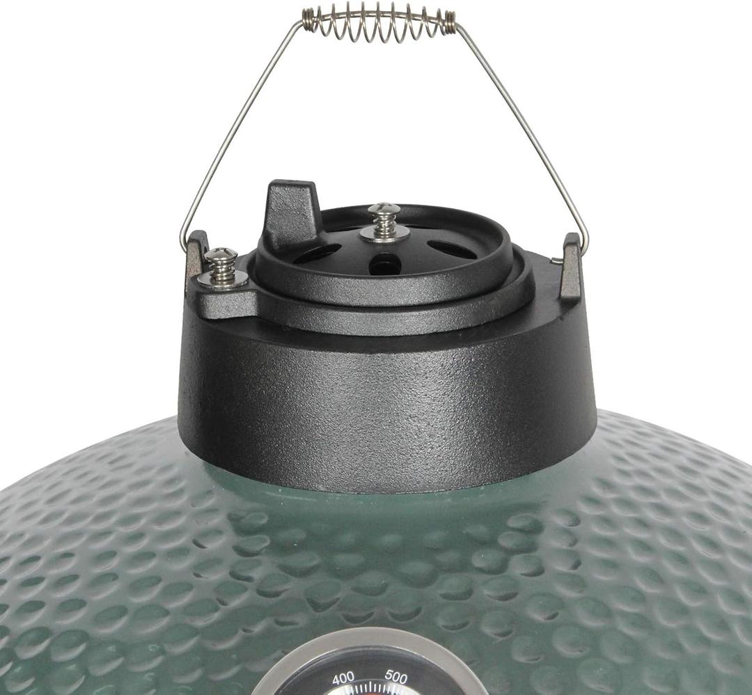 KAMaster Cast Iron Chimney Cap Daisy Wheel Compatible with Large&Medium Big Green Egg,Dual Function Metal Top with Slide Draft Top Damper Cap Kamado Accessories Vented Cap Grill Replacement Parts