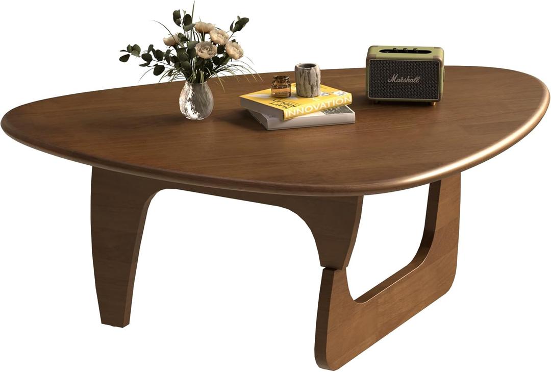 Mid Century Modern Coffee Table, Solid Wood Triangle Coffee Table for Living Room, Modern Tea Table for Home, 43.3x30.7x16.5 (Walnut)
