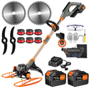 WeGofly 14-Inch String Trimmer Cordless,(2 x 21V 6.0Ah Batteries & Charger), Trimmer/Edger/Lawn Mower/Brush Cutter 4-in-1, Electric Weed Wacker with Auto Rope Spool Feed, 3 Cutting Methods