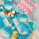 Beach Party Supplies, 142Pcs Ocean Waves Birthday Party Supplies Tableware Set Summer Pool Party Decorations Plates,Cups,Napkins,Banner,Tablecloth for Hawaiian Party Birthday Decorations