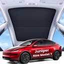 REEVAA 2025 Upgrade Tesla Model Y New (Juniper) Sunshade Roof [No Gaps, No-Sagging] Tesla Y Accessories Heat Insulation Foldable Glass Sunroof Cover for Model Y Juniper 2025-2026, 2PCS, Black