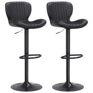 Shintenchi Bar Stools Set of 2 Modern Swivel Bar Chairs Adjustable Hydraulic Bar Stool Square Counter Height Stool Set Easy Assembly for Bar, Dining Room, Kitchen Black