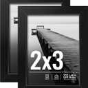 LaVie Home 2x3 Picture Frame 2 pack, Display Pictures 2 x 3 Photo Frame, 2x3 Black Frame with HD Plexiglas, Display Frame for Vertical or Horizontal, Classic Collection