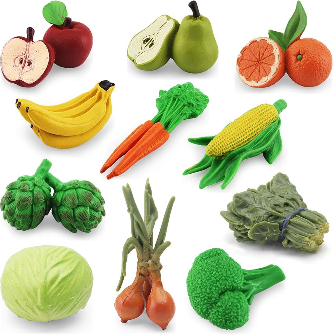 ONEST 11 Pieces Fruits Vegetables Figurines Realistic Detailed Plastic Fruits Vegetables Figures