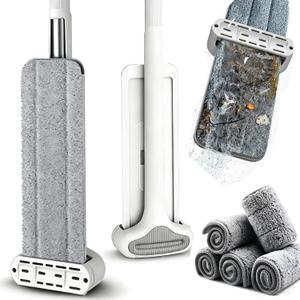 Wet Dry Flat Microfiber Mop for Hardwood Floors | 6 Washable Pads Included, 360 Swivel, For Kitchen Tile & Laminate Floors