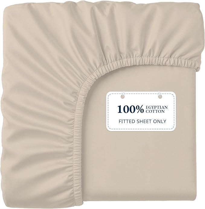 Lane Linen 1000TC 100% Egyptian Cotton Full Bed Fitted Sheet, Ultra Soft | Sateen-Smooth & Soft - Soft Hotel Quality That Softens With Every Wash - Luxury Bottom Sheet - Easy Care & Durable - Ivory